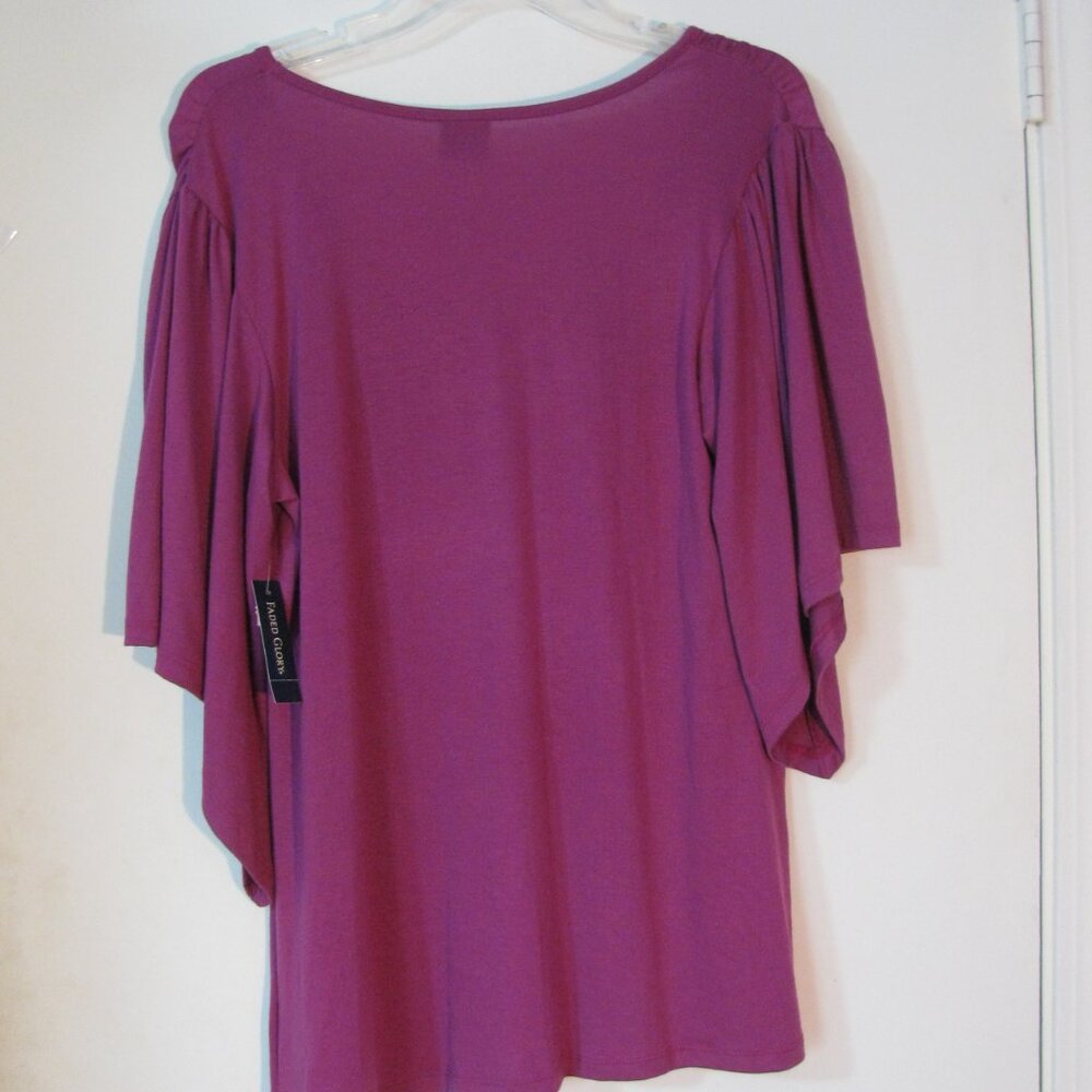 * 2/15 Faded Glory Purple Shirt Large 12 14 NWT Soft Fabric Stretch New - Picture 5 of 5